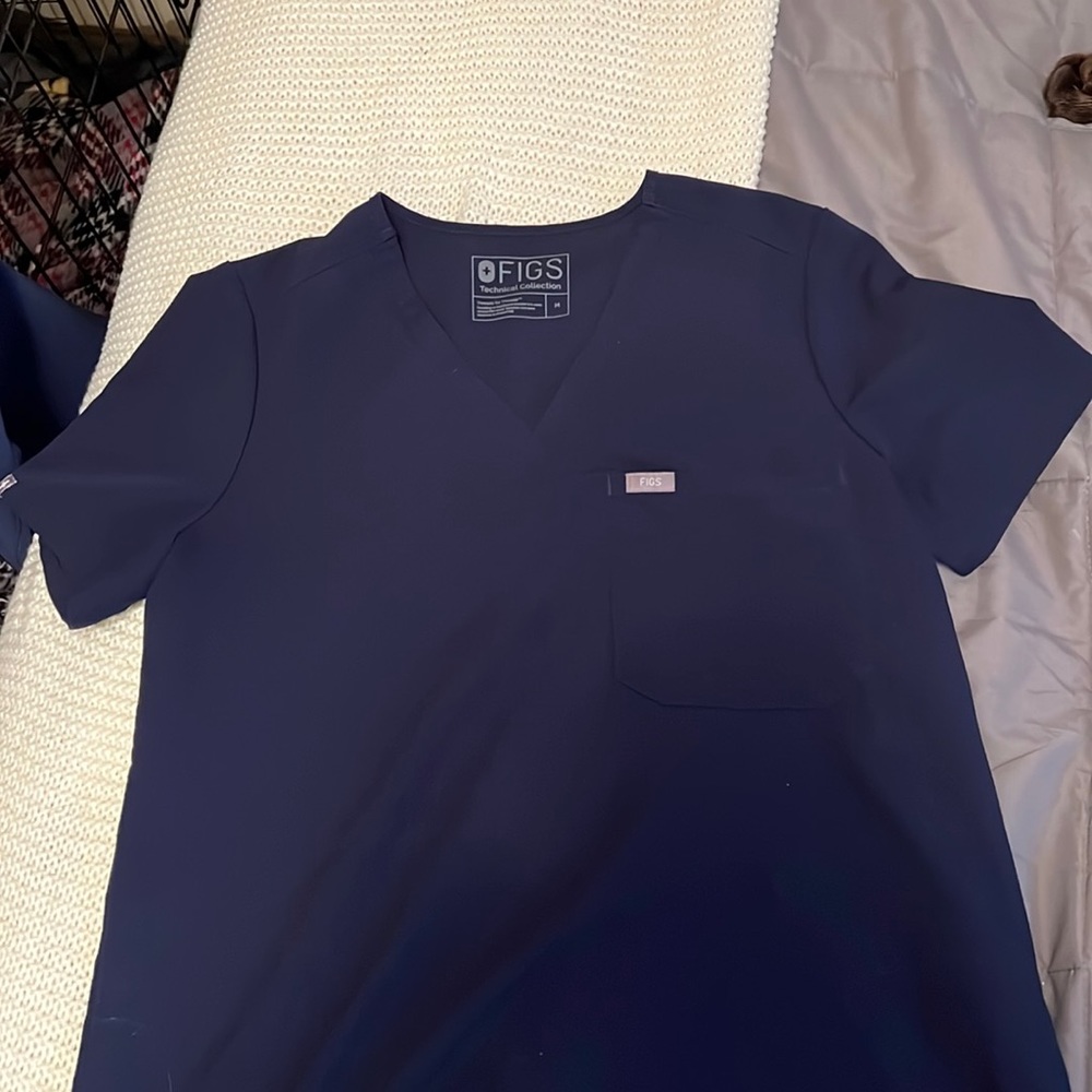 Navy Blue Figs Scrub Top
